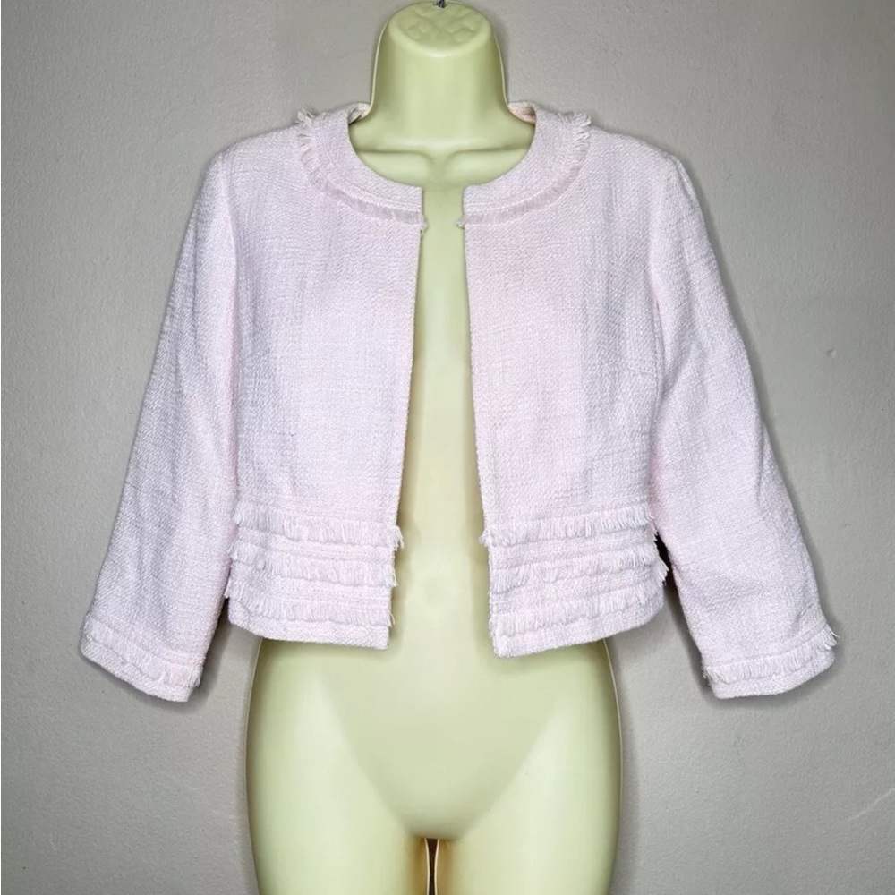 Karl Lagerfeld Women's Tweed Pink Blazer Jacket Size XS